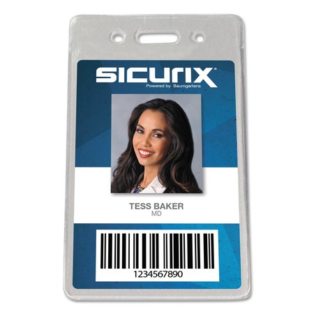 SICURIX Sicurix Proximity Badge Holder, Vertical, 2 1/2w x 4 1/2h, Clear, PK50 BAU47820